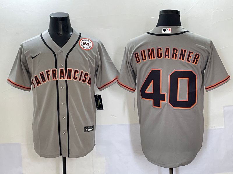 Men 2025 San Francisco Giants #40 Bumgarner Grey Game Nike MLB Jersey style 2